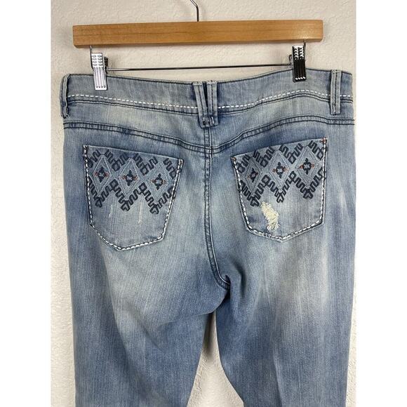Vintage Bongo Womens Jeans Size 13 Lightwash Flare Leg Embroidered Boho 90's Y2K - Picture 7 of 12